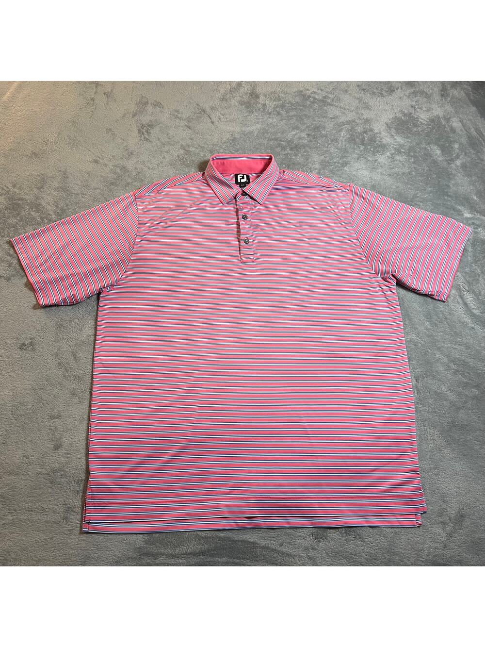 FootJoy Stripe Short Sleeve Self Collar Polo Size XL Golf Lightweight